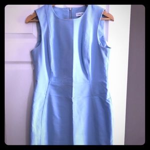 Lined powder blue shift dress.